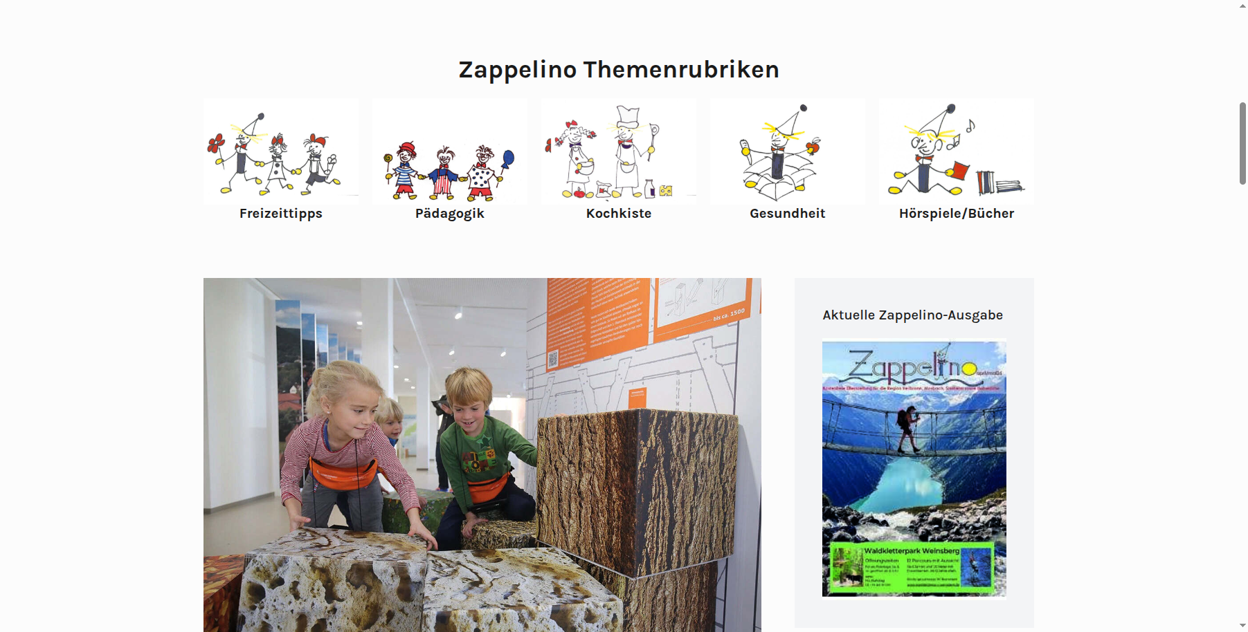 Zappelino – Das Elternmagazin – Themenrubriken
