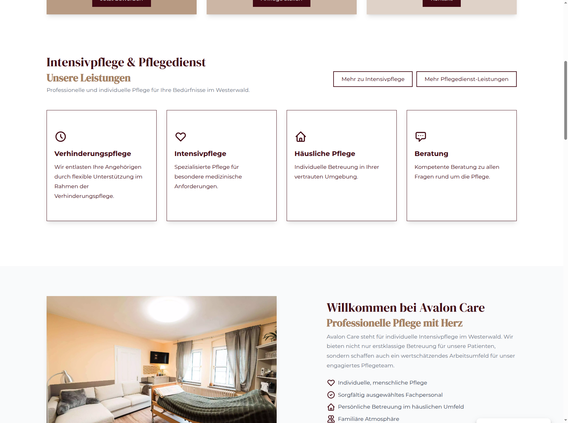 Avalon Care – Pflegedienst Westerwald – Leistungen klar gegliedert