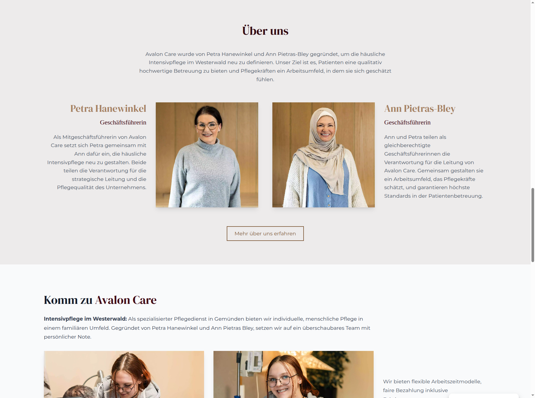 Avalon Care – Pflegedienst Westerwald – Doppelporträt der Geschäftsführerinnen