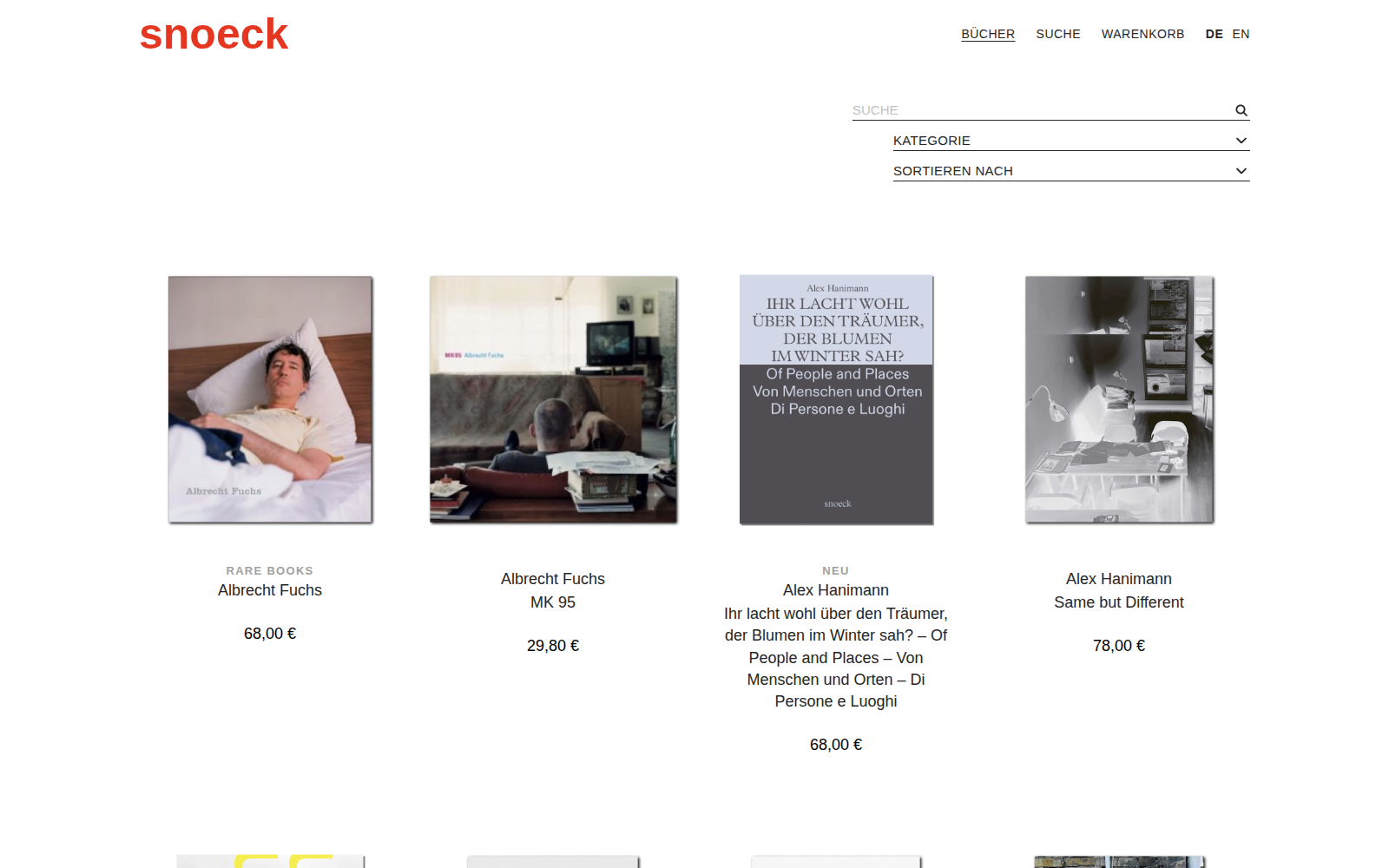 Snoeck Verlag: Buchübersicht mit Filter und Suche
