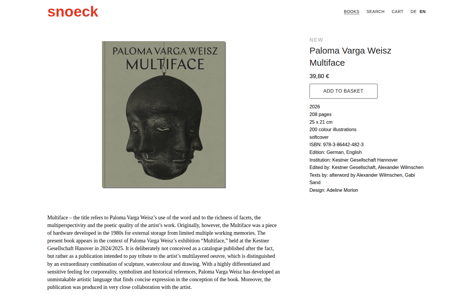 Snoeck Verlag: englische Fassung einer Produktseite