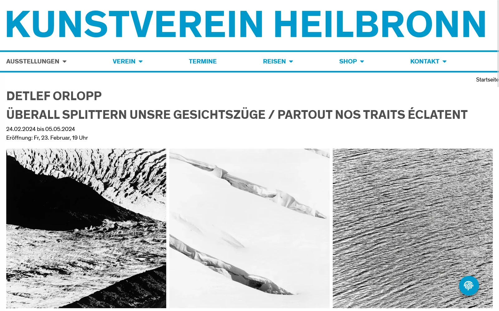 Desktopansicht der Startseite von kunstverein-heilbronn.de